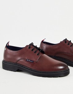 Бордовые кожаные ботинки на шнуровке Ben Sherman-Красный