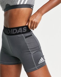 Серые облегающие шорты с логотипом с 3 полосками на поясе adidas Training-Серый