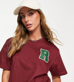 Укороченная футболка с короткими рукавами винтажного бордового цвета Russell Athletic-Красный