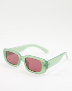 Прямоугольные солнцезащитные очки в зеленой оправе с затемненными стеклами ASOS DESIGN-Зеленый цвет