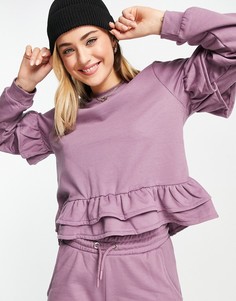 Сумеречно-фиолетовый свитер с оборками по краю от комплекта Influence-Фиолетовый цвет