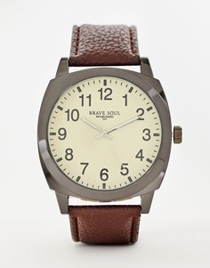 Мужские часы с коричневым ремешком и циферблатом бронзового цвета Brave Soul-Коричневый цвет