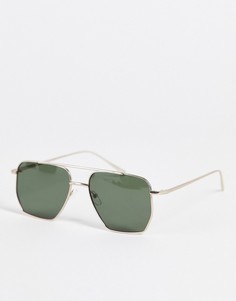 Солнцезащитные очки-авиаторы в золотистой оправе с дымчатыми линзами ASOS DESIGN-Золотистый
