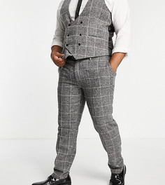 Узкие брюки в широкую клетку из материала с добавлением шерсти Gianni Feraud Plus-Серый