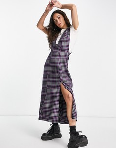 Платье-сарафан миди в клетку Topshop-Фиолетовый цвет