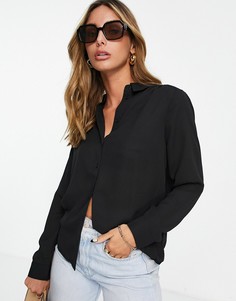 Классическая свободная блузка черного цвета Selected-Черный