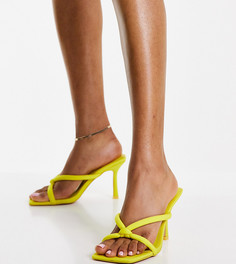 Желтые босоножки на среднем каблуке с тонкими ремешками и узелком Public Desire Wide Fit Thalia-Желтый
