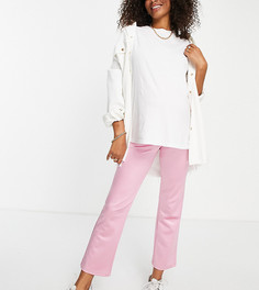 Розовые брюки из блестящего материала с узкими штанинами и трикотажной вставкой для живота ASOS DESIGN Maternity-Розовый цвет