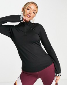 Черный топ на молнии длиной 1/4 Puma Training Strong