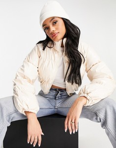 Бежевый пуховик из лакированной искусственной кожи Steve Madden-Светло-бежевый цвет