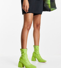 Ботильоны цвета лайма с квадратным носком для широкой стопы Public Desire Wide Fit Supreme-Зеленый цвет