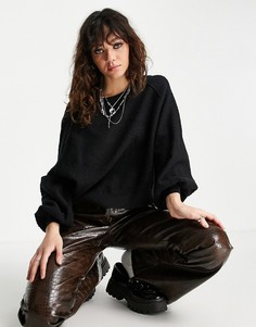 Черный пушистый пуловер с рукавами реглан Free People Found My Friend