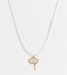 Ожерелье из маленьких искусственных жемчужин с золотистой подвеской в виде облака Reclaimed Vintage Inspired-Золотистый