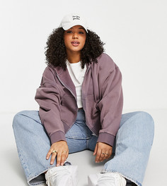 Фиолетовый выбеленный oversized-худи на сквозной молнии ASOS DESIGN Curve-Фиолетовый цвет