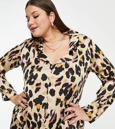 Рубашка с леопардовым принтом от комплекта Never Fully Dressed Plus-Коричневый цвет