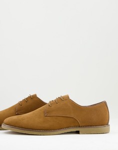 Светло-коричневые туфли дерби из искусственной замши Topman-Коричневый цвет