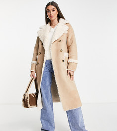 Мягкое пальто из искусственной овчины Urbancode Tall-Коричневый цвет