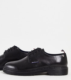 Черные кожаные ботинки на шнуровке для широкой стопы Ben Sherman-Черный