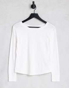 Очень мягкая белая футболка с длинными рукавами Abercrombie & Fitch-Белый