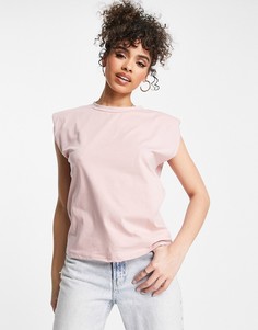 Oversized-футболка розового цвета с подплечниками Rebellious Fashion-Розовый цвет