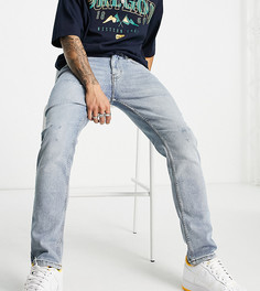 Узкие джинсы из плотной ткани выбеленного винтажного цвета со рваной отделкой New Look-Голубой