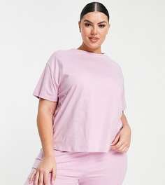 Розовая пижамная футболка из органического хлопка от комбинируемого комплекта ASOS DESIGN Curve – Выбирай и Комбинируй-Розовый цвет