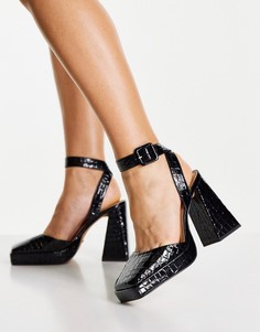 Черные туфли с дизайном из двух частей на платформе Topshop Fara-Черный цвет