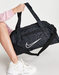 Черная спортивная сумка с леопардовым принтом Nike Training Gym Club-Черный