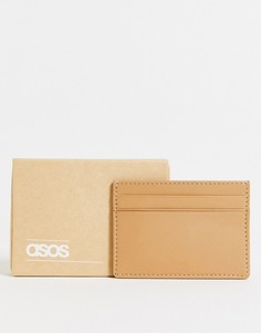 Светло-коричневая кожаная визитница ASOS DESIGN-Коричневый цвет