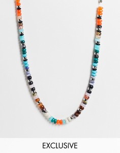 Ожерелье с бусинами землистых оттенков и цвета металлик Reclaimed Vintage Inspired-Разноцветный