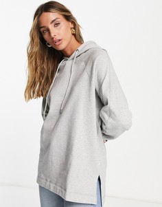 Трикотажный oversized-худи цвета серый меланж Selected Tasie
