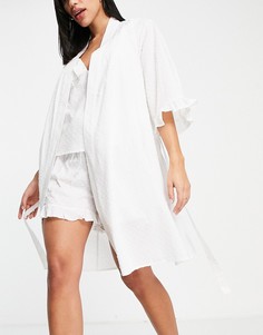 Белый хлопковый халат из сетки добби Vero Moda Valentines
