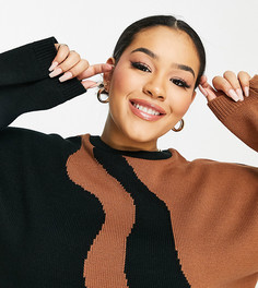 Черный джемпер с волнистым узором ASOS DESIGN Curve