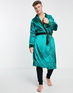 Зеленый атласный халат с принтом в виде короны Night-Зеленый цвет