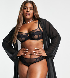 Черные трусы из переработанных материалов с отделкой из сеточки и кружева Dorina Curve Icon-Черный цвет