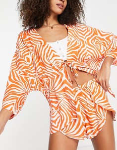 Оранжевые шорты с зебровым принтом Wild Lovers Linda-Оранжевый цвет