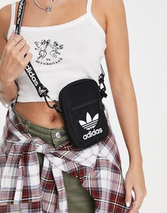 Сумка через плечо с логотипом-трилистником adidas Originals-Черный