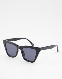 Солнцезащитные очки в угловатой черной оправе «кошачий глаз» из переработанных материалов ASOS DESIGN Recycled-Черный цвет