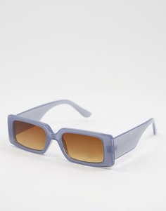 Квадратные солнцезащитные очки в тонкой синей оправе ASOS DESIGN Recycled-Голубой