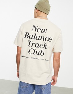 Бежевая футболка с принтом "Track Club" на спине New Balance-Светло-бежевый цвет