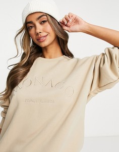 Oversized-свитшот светло-бежевого цвета Stradivarius Monaco-Светло-бежевый цвет