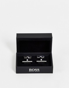 Серебристые запонки BOSS-Черный цвет