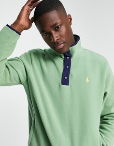Зеленый свитшот из флиса на короткой молнии с логотипом Polo Ralph Lauren-Зеленый цвет