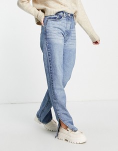 Синие джинсы прямого кроя с разрезами по бокам Rebellious Fashion-Голубой