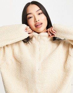 Кремовые укороченный пуловер из искусственного меха Cotton:On-Белый