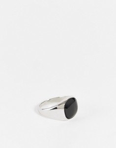 Серебристое массивное кольцо с черным камнем SVNX-Серебристый