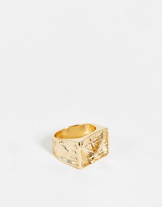 Массивное фактурное кольцо золотистого цвета SVNX-Золотистый