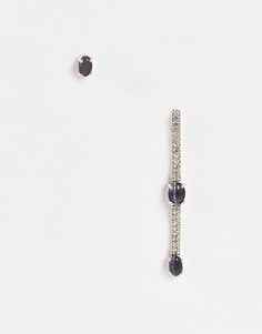 Асимметричные серьги с камнями и подвеской-планкой Nali-Серебристый
