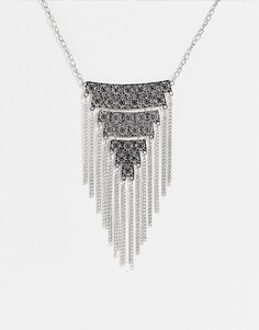 Серебристое ожерелье со свисающими цепочками SVNX-Серебристый