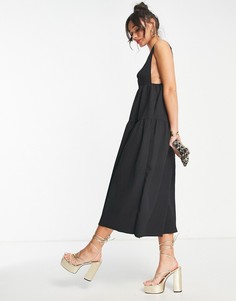 Черное платье-сарафан миди с глубоким вырезом на спине Vero Moda-Черный